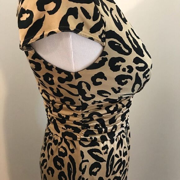Kay Unger Leopard Ruched Dress Sz 4 - Picture 5 of 7